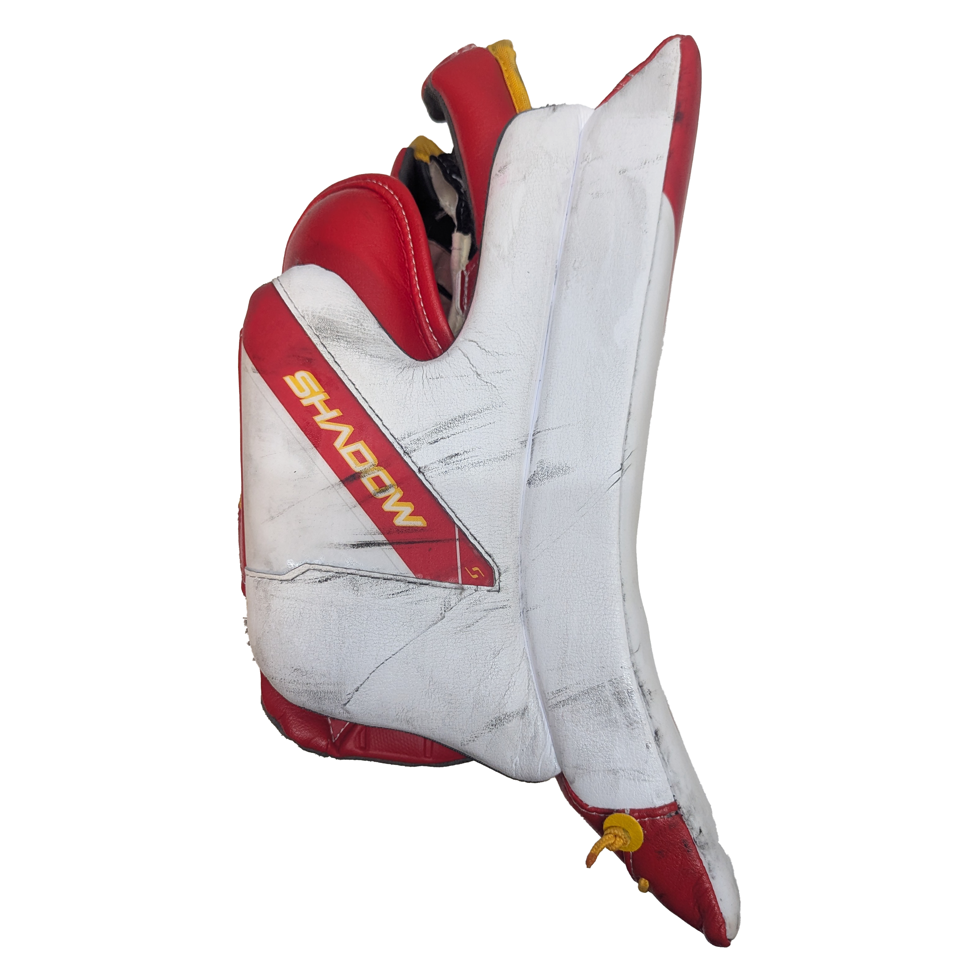 Bauer Supreme Shadow – Bloqueur de gardien de but professionnel d'occasion AHL (blanc/rouge/jaune)